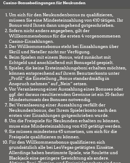 Umsatzbedingungen im leo Vegas Casino