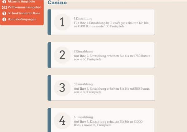 Einzahlungen im Leo Vegas Casino