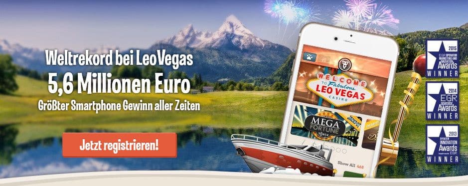 Leo Vegas Casino Startbildschirm beste online Casino für Mobilgeräte